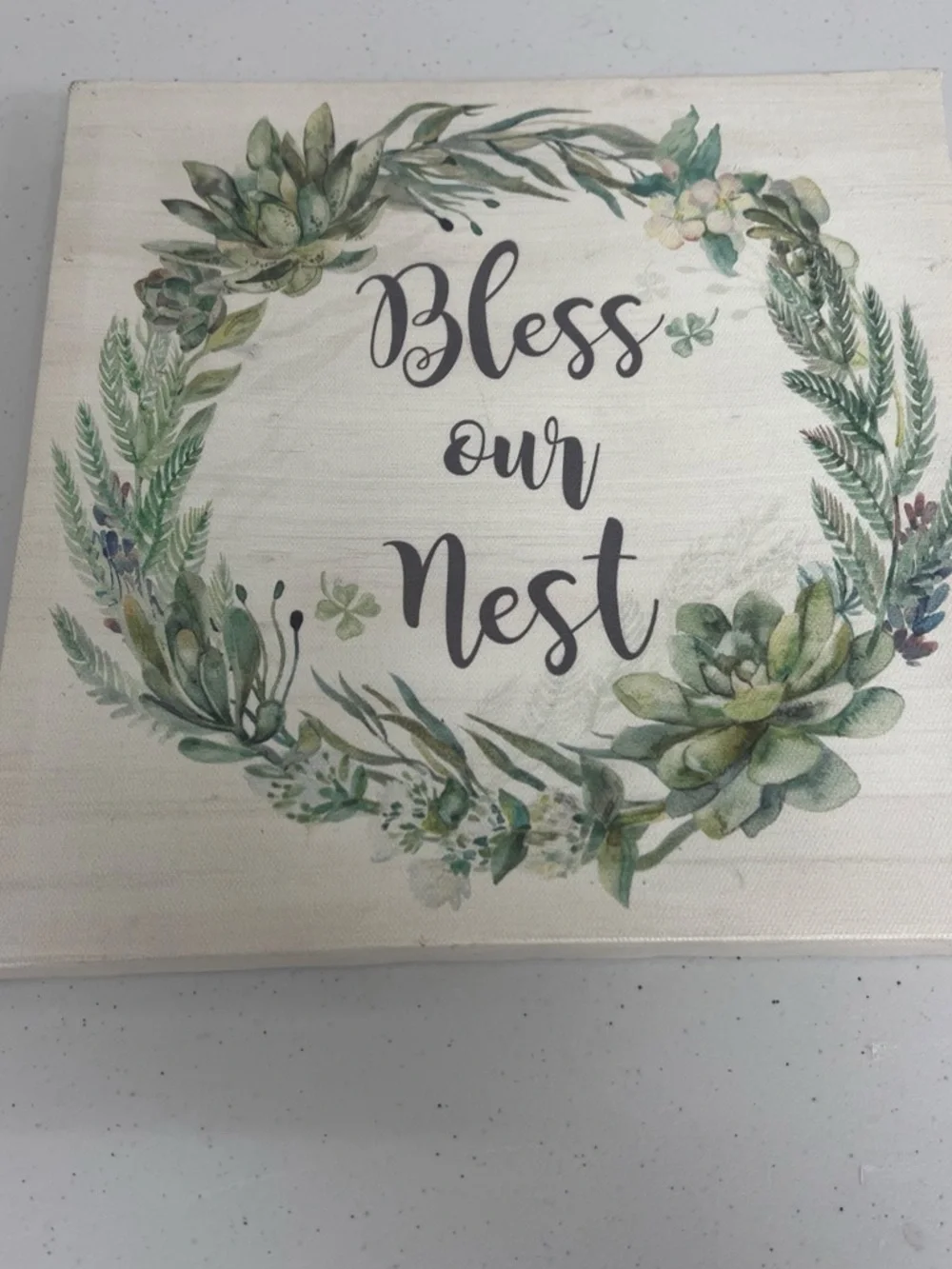 Bless Our Nest Green Wreath Wall Art